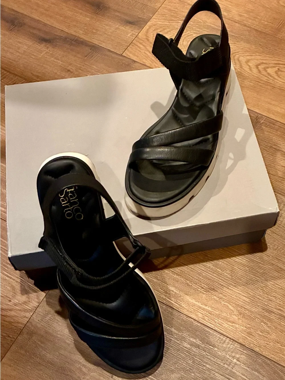 Franco Sarto Black Leather Strappy Slingback Sandals 9.5 - Picture 6 of 6